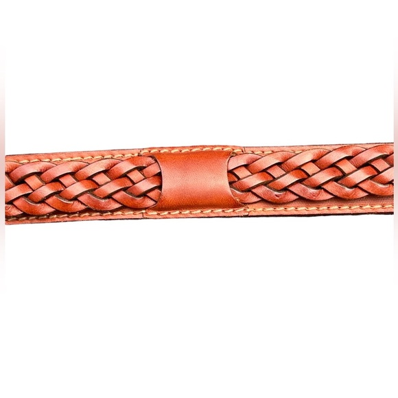 🔥🤎NWT Dockers size 34 brown leather belt & brass buckle. Unique braided style! - Picture 3 of 7